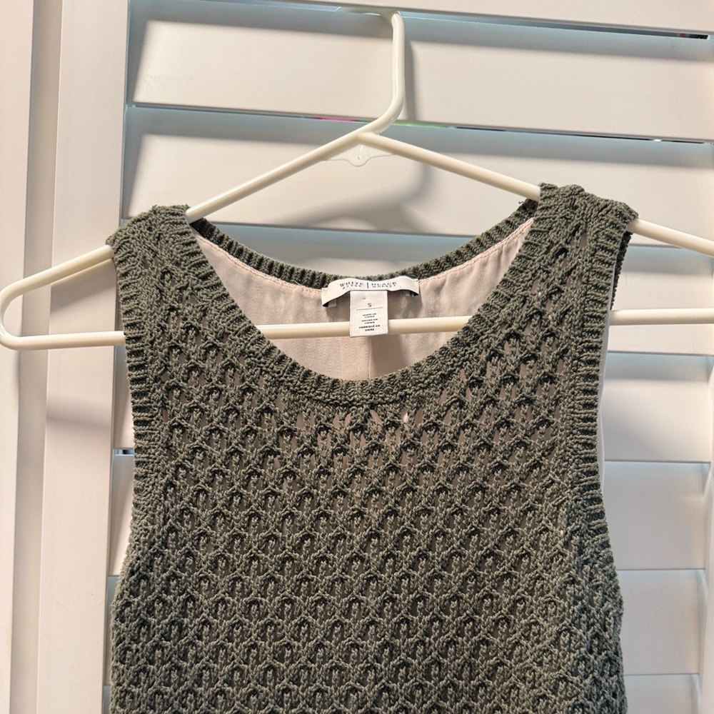 White House Black Market Olive Green Textured Tank Top